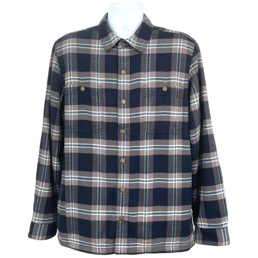 L.L.Bean Men's Fleece-Lined Flannel Long Sleeve Plaid Shirt, Black, Size M